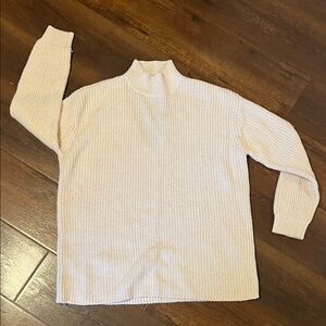 Oversized White Alice & Olivia Ribbed Turtleneck Sweater Size S